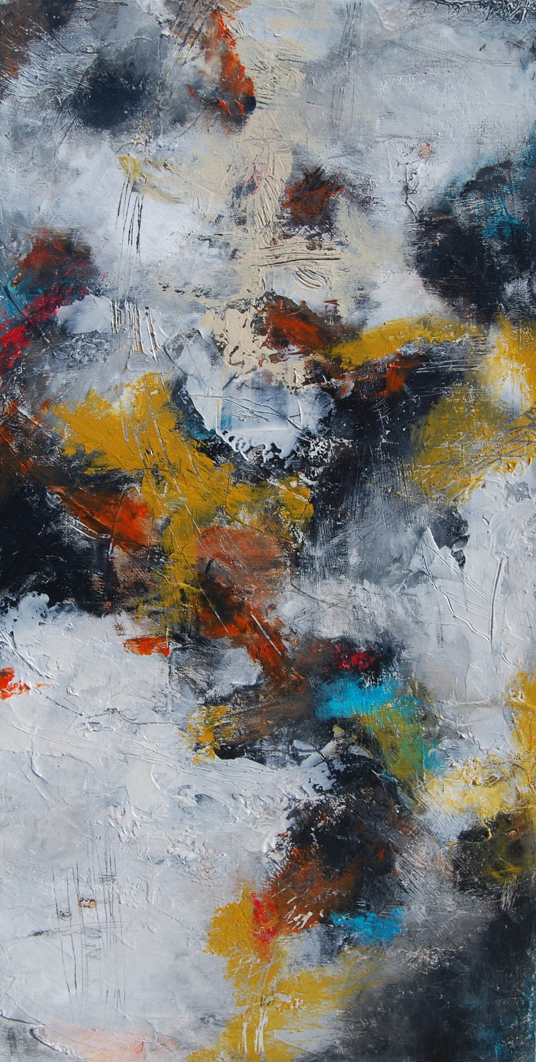 Large Painting Ready to hang, Abstract painting, Large Abstract Expressionist Painting- Original Painting 40x20 by Andrada