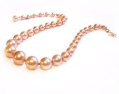 1950s Pearl Necklace, Champagne Bead Choker