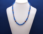 Chalcedony and Garnet Strand Necklace with Bali Silver January Birthstone-Blue Bayou