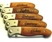 5 Personalized Laser Engraved Hunting/Pocket Knife Serrated Stainless Steel Blade Best Man Groomsman Birthday Fathers Day WD3