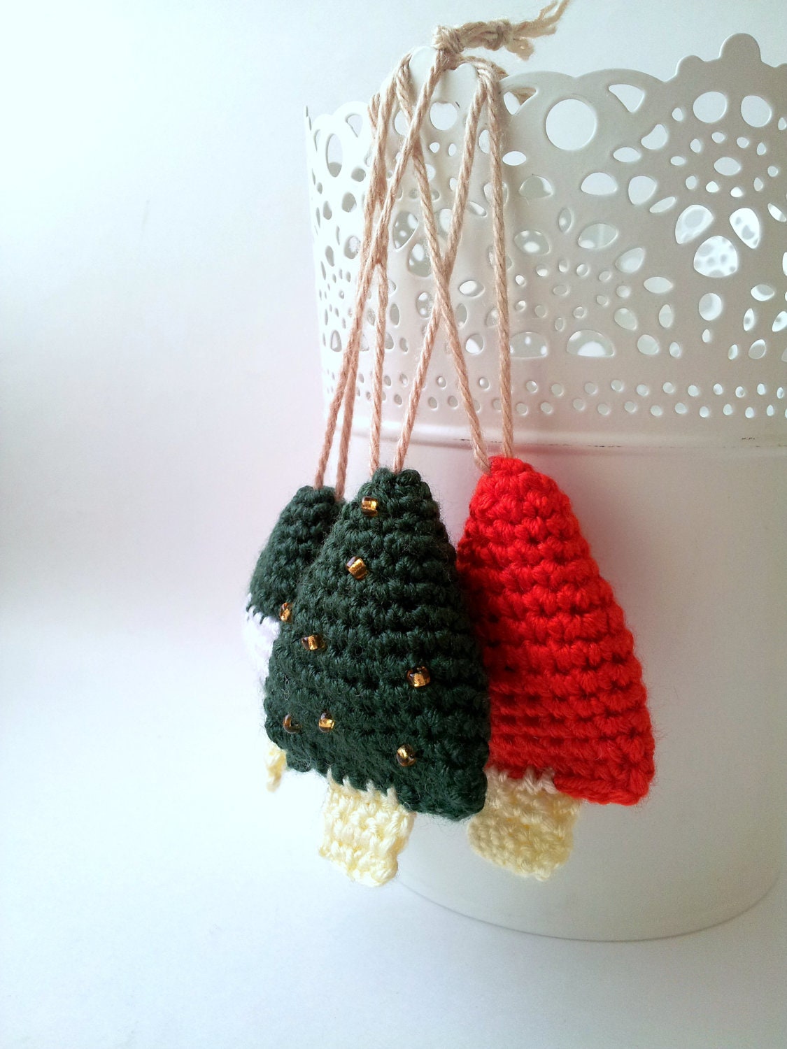 christmas pine trees ornaments set of 3