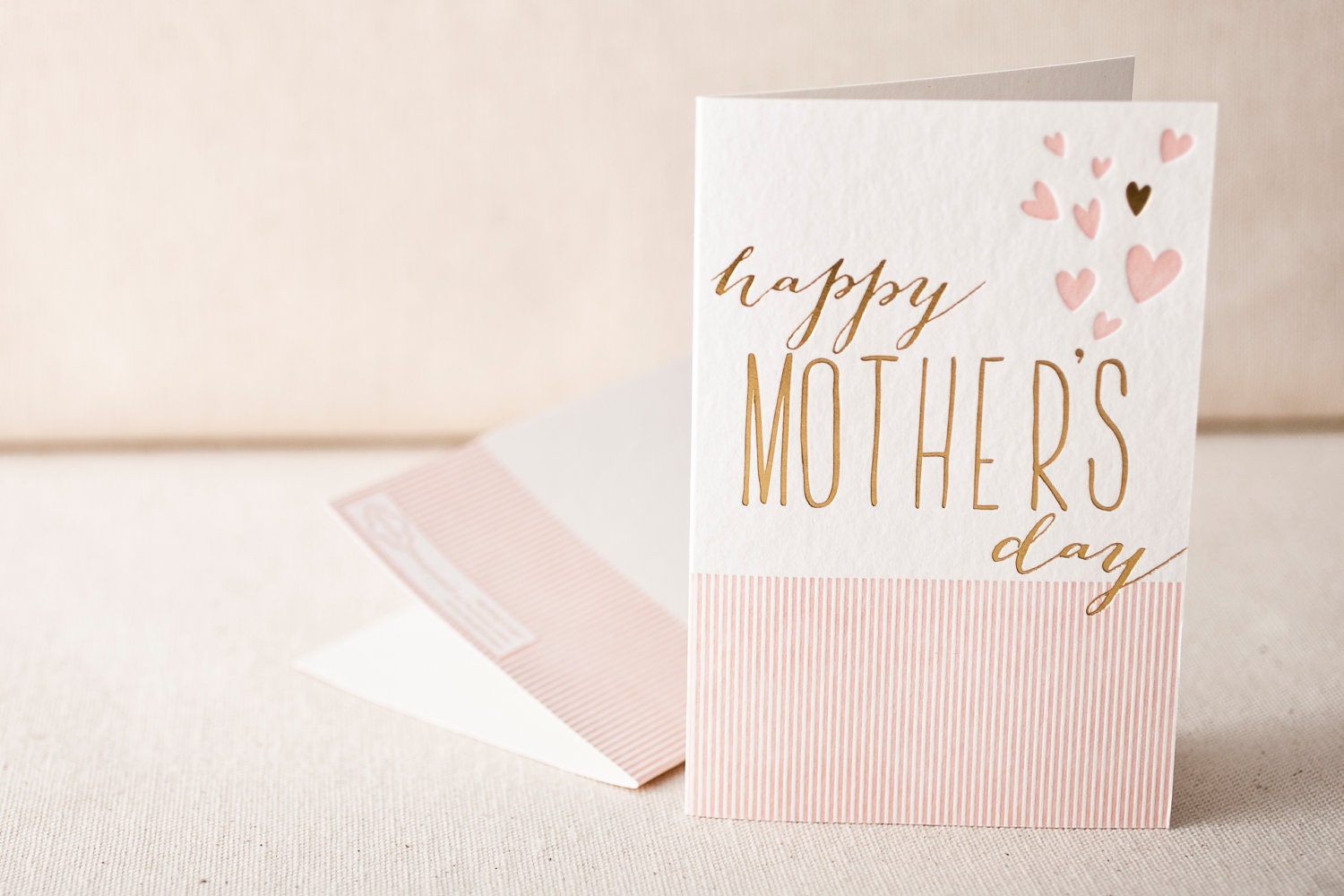Letterpress & Foil Stamped Greeting Card - Heartfelt Mother's Day, Bamboo paper, kraft paper envelope, CF4-114T