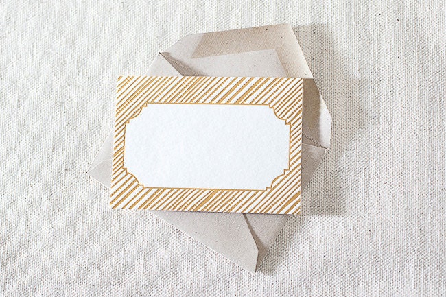 Foil Stamped Gift Tags - Bamboo paper, kraft envelopes , set of 6 cards. F3-21G