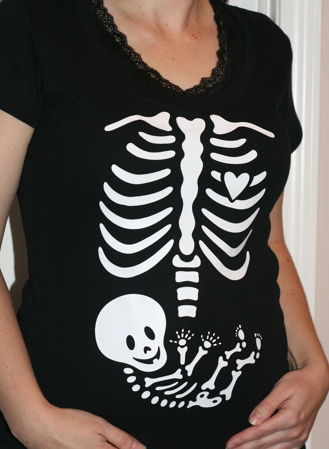 Maternity Skeleton Applique - DIY Iron On Pregnant Skeleton - Applique