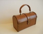 1960's Purse / Vintage 60s Dome Top Trunk Box Purse Bag