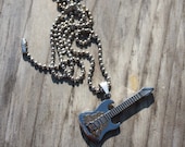 Silver Metal Guitar Necklace, with your choice of chain
