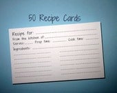Recipe Cards- Set of 50-  3 by 5 inch Super Cute-