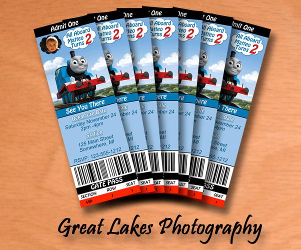 Personalized Thomas The Train Birthday Ticket Invitation - Digital File