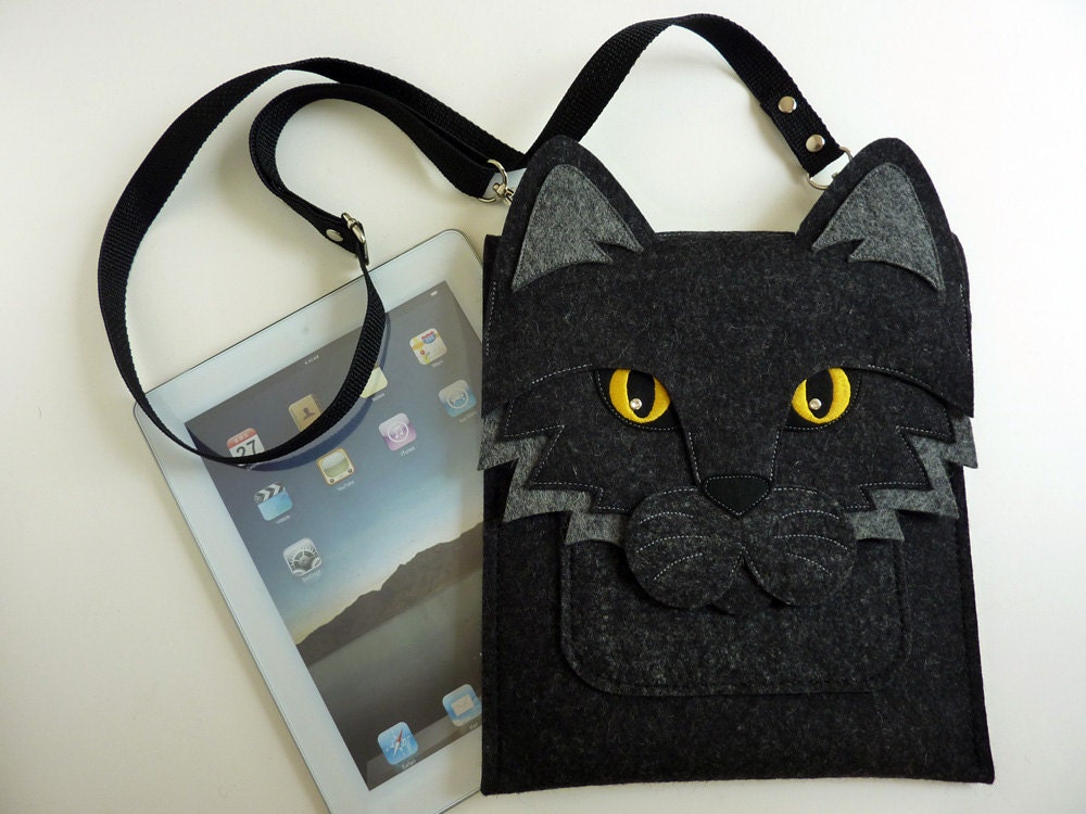 iPad case - Cat in anthracite felt