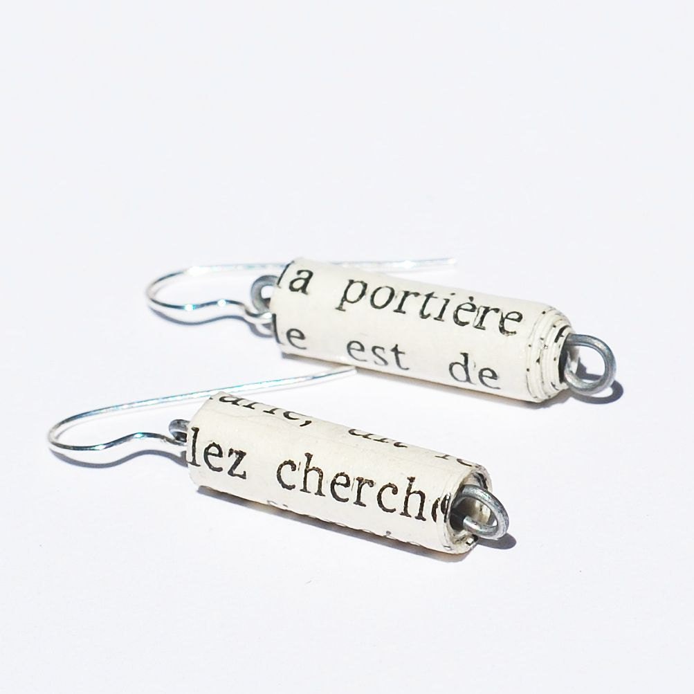 Paper Bead Jewelry- Upcycled French Paper Bead Earrings