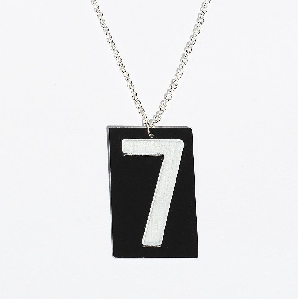 Found Object Jewelry- Black & White Lucky Number 7 Necklace