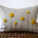 Rust Billy Ball Flower Pillow in Natural Linen by JillianReneDecor Billy Button Craspedia Botanical Winter Home Decor Copper Burnt Orange