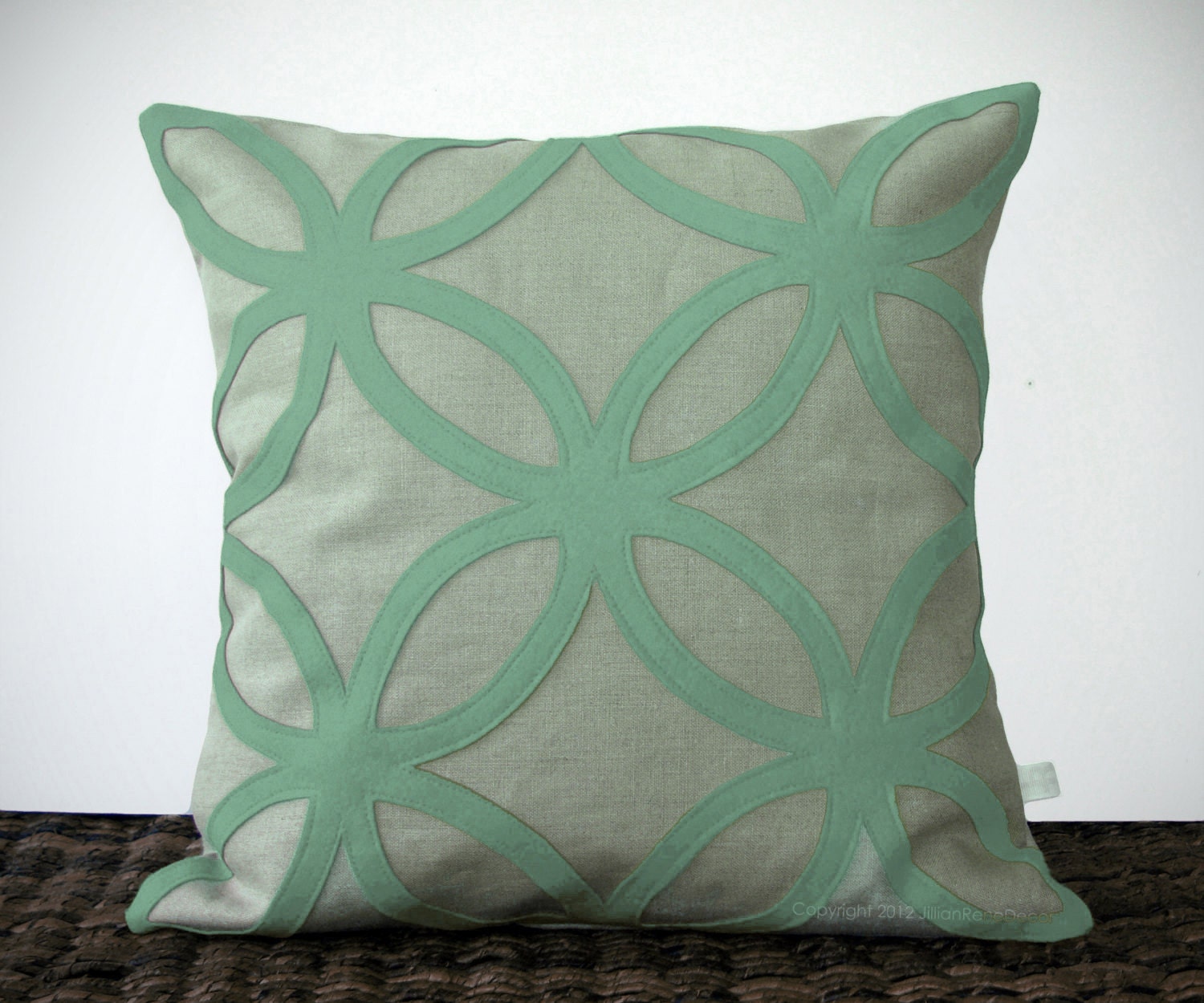 Modern Mint DECORATIVE PILLOW COVER - Geometric Felt Design by JillianReneDecor Spring Summer Home Decor Aqua Grayed Jade