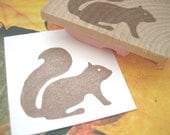 Squirrel Rubber Stamp, Hand Carved Woodland Animal