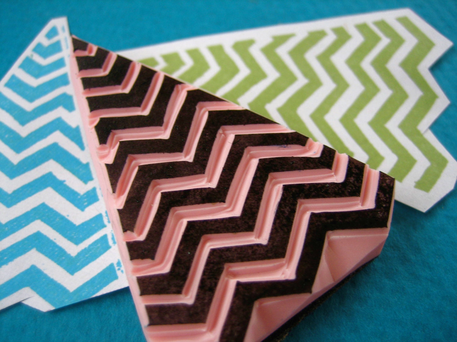 Chevron Triangle Christmas Tree Rubber Stamp, Hand Carved