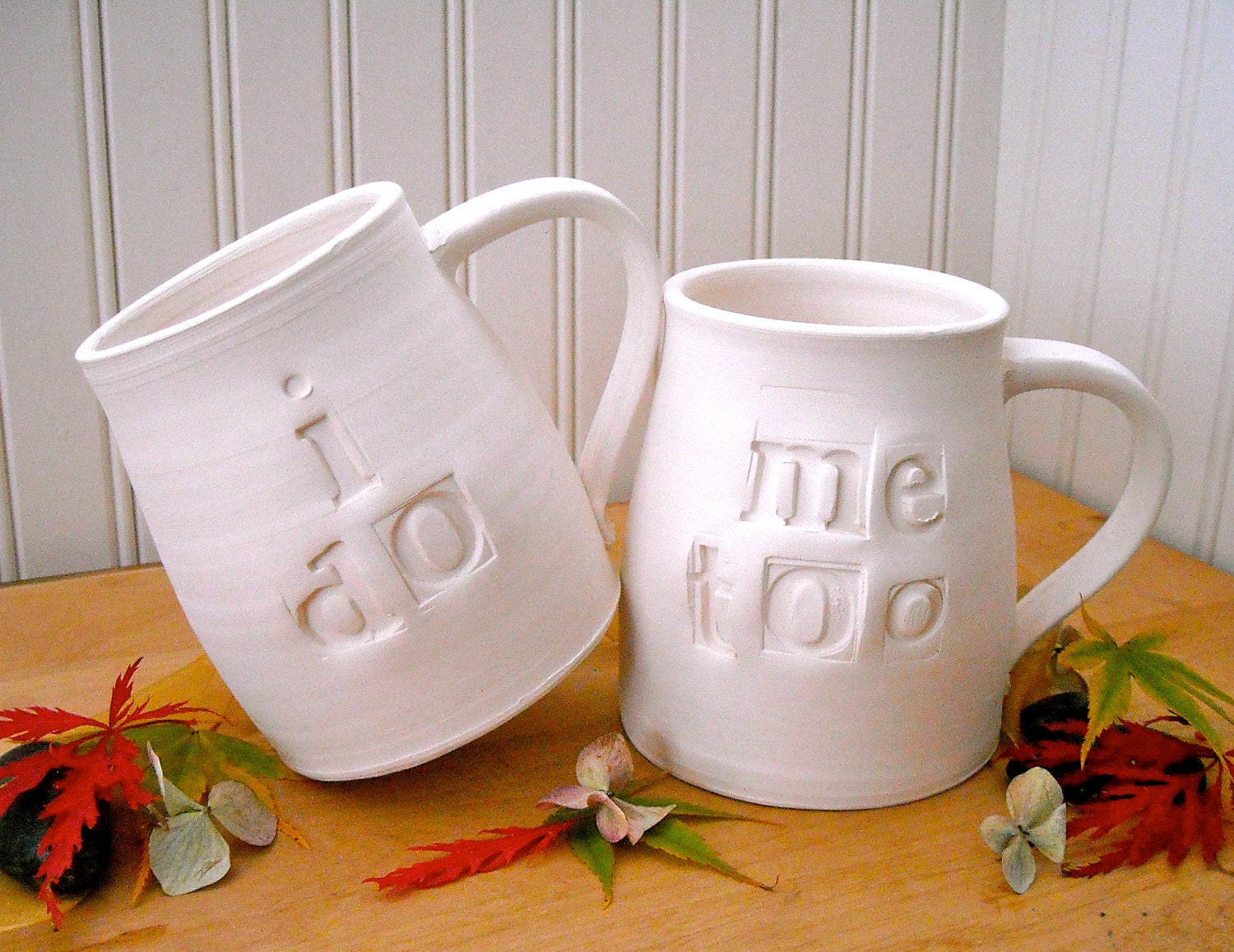 Personalized I DO Me TOO Wedding Mugs - Custom HandMade To Order 2 Cup Set - 2 WEEK Turnaround Time - Anniversary, Couples Wedding Gift