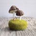 Pincushion Mushrooms in Heather Brown Nature Scene Desk Home Decor Wool Sculpture Made To Order