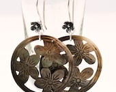 SALE Long Dangly Shell Flower Earrings- Sterling Silver
