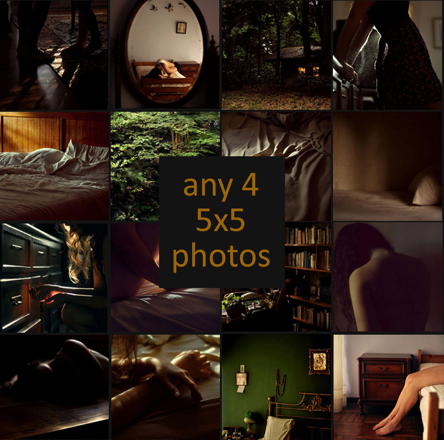 Set of Four 5x5 Photographs (4 for the price of 3) - Warm Natural Light Fine Art Photography