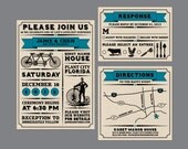 Vintage Antique Victorian Edwardian Banner Rustic Wedding Invitations with address labels