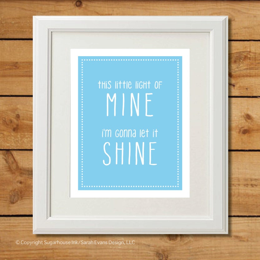 This Little Light of Mine - Printable Art - Sky Blue