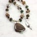 Green Opal Necklace Gemstone Brown Green Crystal Woodland Silver Leaf Clasp