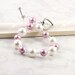 White Pearl Bracelet Pink Pastel Dusty Rose Mauve Crystal Bridal Jewelry Spring Fashion Sterling Heart Prom Jewelry