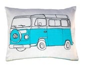 Blue Retro Campervan Cushion / Pillow