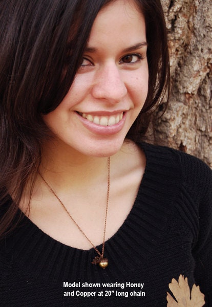 Honey and Copper Acorn Necklace