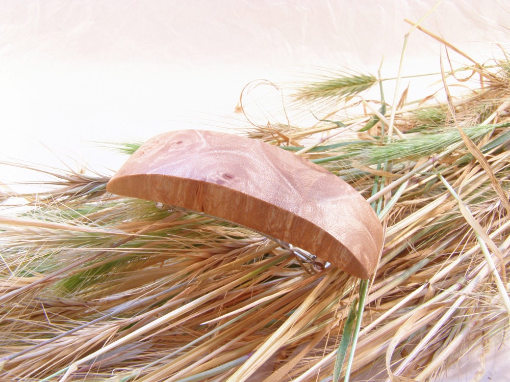Tiny Wood Hair Clip, maple burl, wooden hair accessory, birds eye maple barrette, hair toy, wood jewelry, gift for Mom