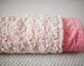 Baby Minky Blanket in Coral and Cream Rosette Shabby Chic Couture / In Stock / Molly Anne Make