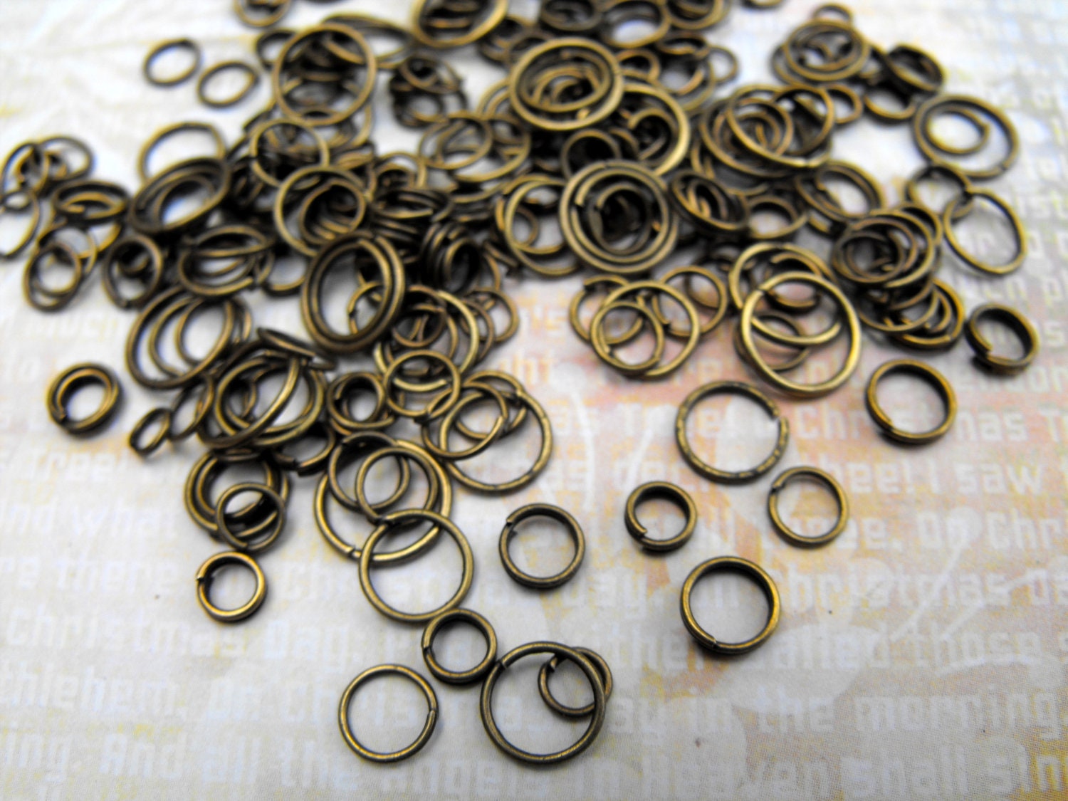 Jump Rings - Aprox 400 Antique Brass Finish Jump Rings in Multiple Sizes