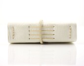 Leather Wedding Guest Book - White & Natural - A6 Medium size luxury neutral simple classic quality luxe SHIPS NOW
