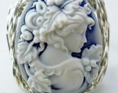 P603 Grecian Goddess Cameo Ring Sterling Silver