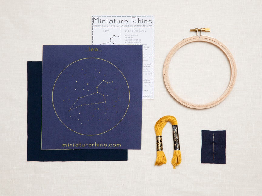 Leo Zodiac Embroidery Kit - diy constellation embroidery kit