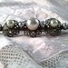 Vintage Brooch with Pearls and Silver Filigree work made in Germany. Dainty costume jewelry bar pin for the bride