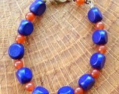 SALE - C088 Navy Wood and Orange Aventurine Bracelet