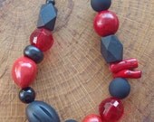 N251 Red and Black Game Day Necklace