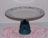 Cake Dessert Stand Blue Glass Pedestal Serving Stand