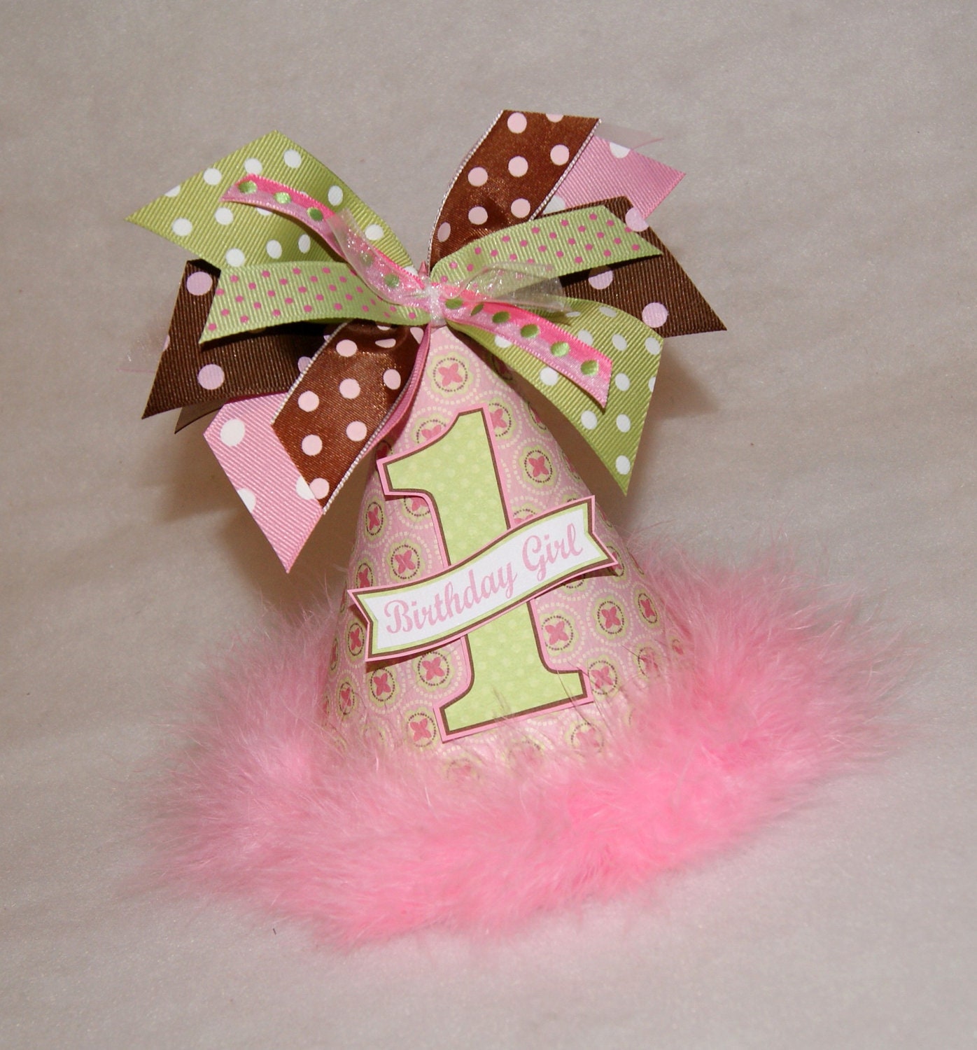 Pink, Lime, and Brown Polka Dot Party Hat