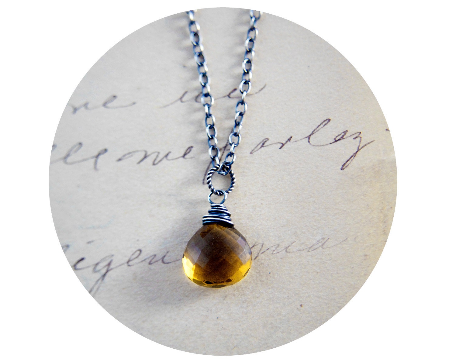 Whiskey Necklace Gemstone Jewelry Quartz Brandy Brown Fall Fashion PoleStar