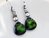 Crystal Earrings Emerald Green Silver Oz May Dangle Sparkle PoleStar