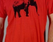Elephant Hand Screen Printed  Men's Tshirt Red- animal- safari- elephant- screen printed shirt