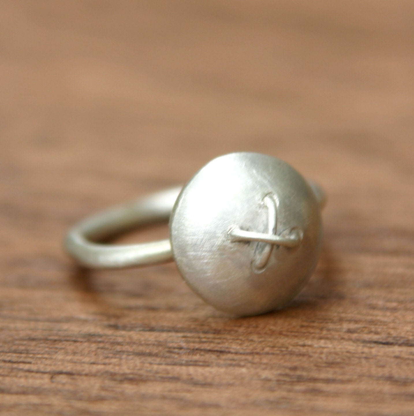 Button Ring Matte Silver