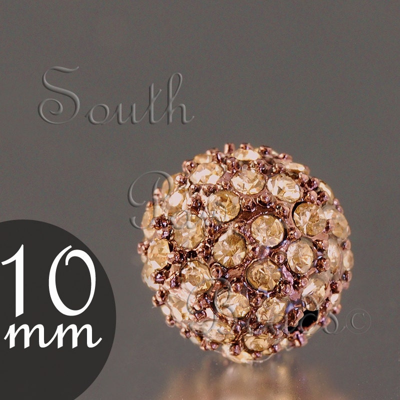 10mm pave crystal bead, Chocolate with Light Colorado Topaz crystals (1)