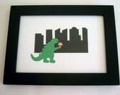 Godzilla With Ice Cream 5 x 7 Paper Cut Out Unframed