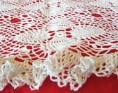 Vintage Rectangle Doily / All Hand Crocheted Lace w/ Ruffle Edges