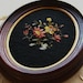Walnut Oval Framed Needlepoint PIcture Black & multicolor floral design