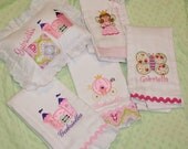 Fairy Princess Set - Tooth Fairy Pillow and 4 Burp Cloths - Embroidered for Girl