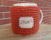 knitted java mug cozy cup cozy in burnt pumkin orange